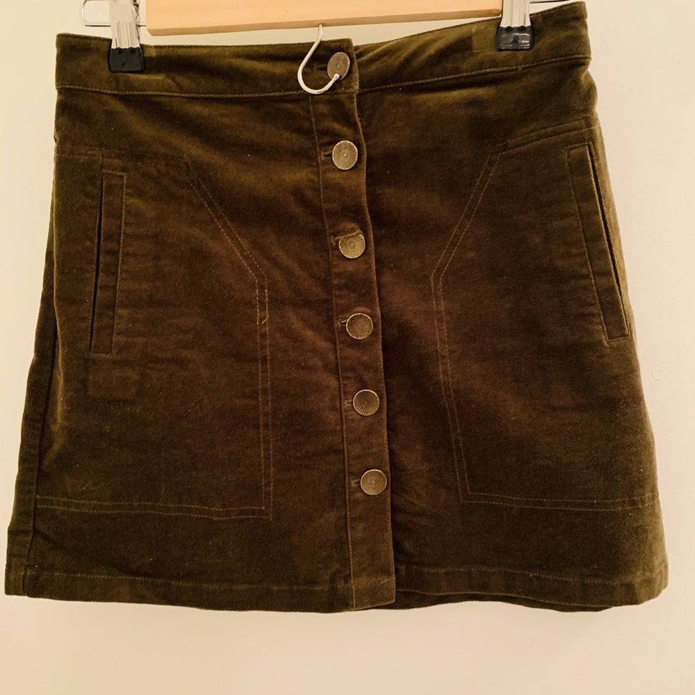 Suede. Hunter olive green mini skirt  small